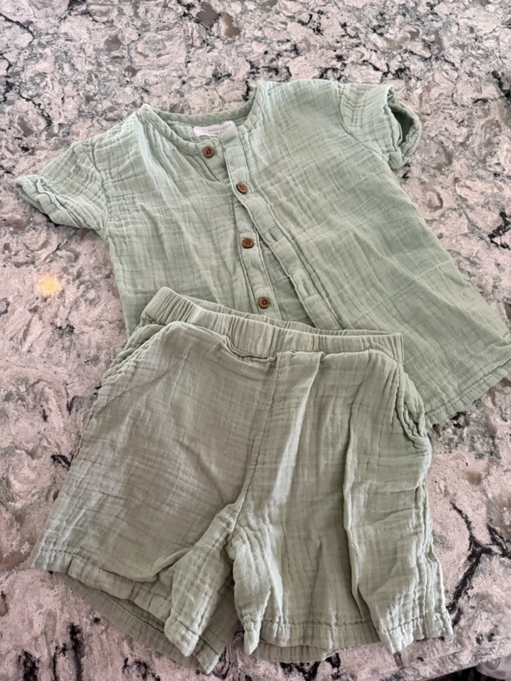 Primark Sage Green Cotton Muslin Kids Matching Set